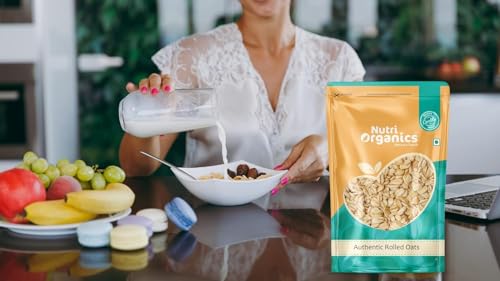 Nutri Organics Rolled Oats 5 kg - Diet Food | 100% Wholegrain Jumbo Oats | Oats for Weight Management | High Fibre Breakfast | Rich in Protein