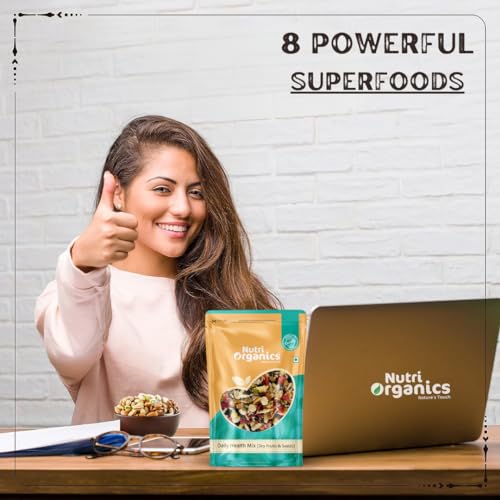 Nutri Organics 100% Natural Premium Mix Dry Fruits 200g with Almonds | Cashew | Kishmish | Apricot | Black Raisins | Cranberry | Pumpkin Seeds | Sunflower Seeds | Nuts and Dry Fruits