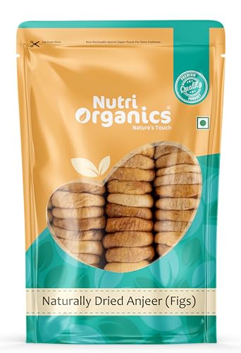 Nutri Organics Dry Fruits Afghani Dried Anjeer Figs Anjir 250 grams - Ziplock Pouch (Vacuum Packed For Extra Freshness)