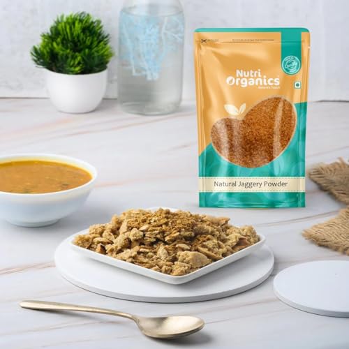 NutriOrganics Desi Jaggery/Gur/Gud Powder - 1kg | Fine Granular | Healthy Sugar Subsitute, Unbleached Jaggery