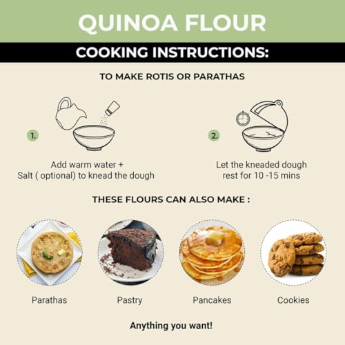 Nutri Organics Quinoa Flour - 2kg | Gluten Free Atta | Enriched with Dietary Fibre, Protein & Vitamins | Improves Gut Health | Superfood | Micro-nutrients | No Preservatives