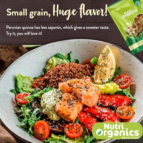 Nutri Organics Quinoa 2kg - Gluten Free Breakfast | High Protein and Fibre | Quinoa Seeds | 100% Wholegrain Cereal | Quinoa Seeds | Diet food for Weight Management