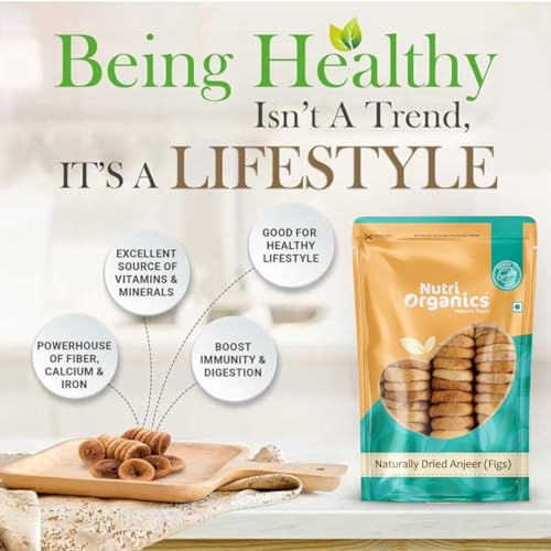 Nutri Organics Dry Fruits Afghani Dried Anjeer Figs Anjir 250 grams - Ziplock Pouch (Vacuum Packed For Extra Freshness)