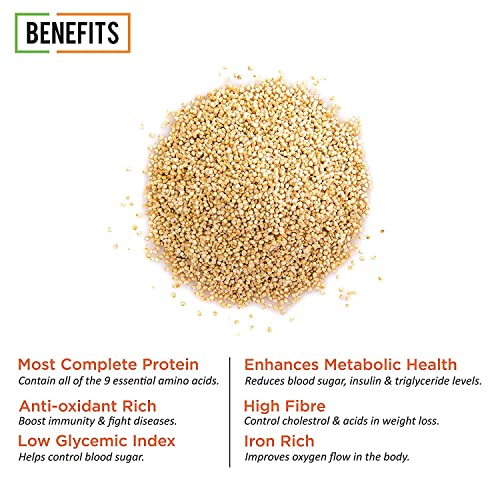 Nutri Organics Quinoa 2kg - Gluten Free Breakfast | High Protein and Fibre | Quinoa Seeds | 100% Wholegrain Cereal | Quinoa Seeds | Diet food for Weight Management