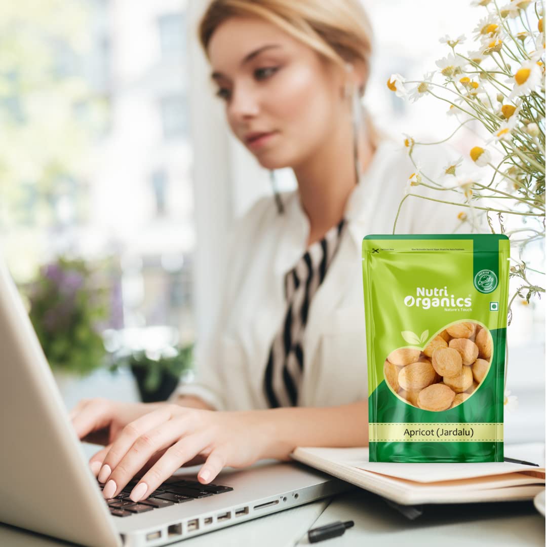 Nutri Organics Dry Fruits Dried Apricot Jardalu - 200 grams | Badam BOR Khumani Dry Fruit | Dried Premium Afghani Apricots | Vegan, Sun Dried Apricots | Gluten & Sodium Free