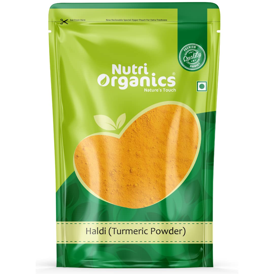 Nutri Organics Spices Premium Haldi Turmeric Powder Indian Traditional Masale - Resealable Ziplock Pouch (50g)