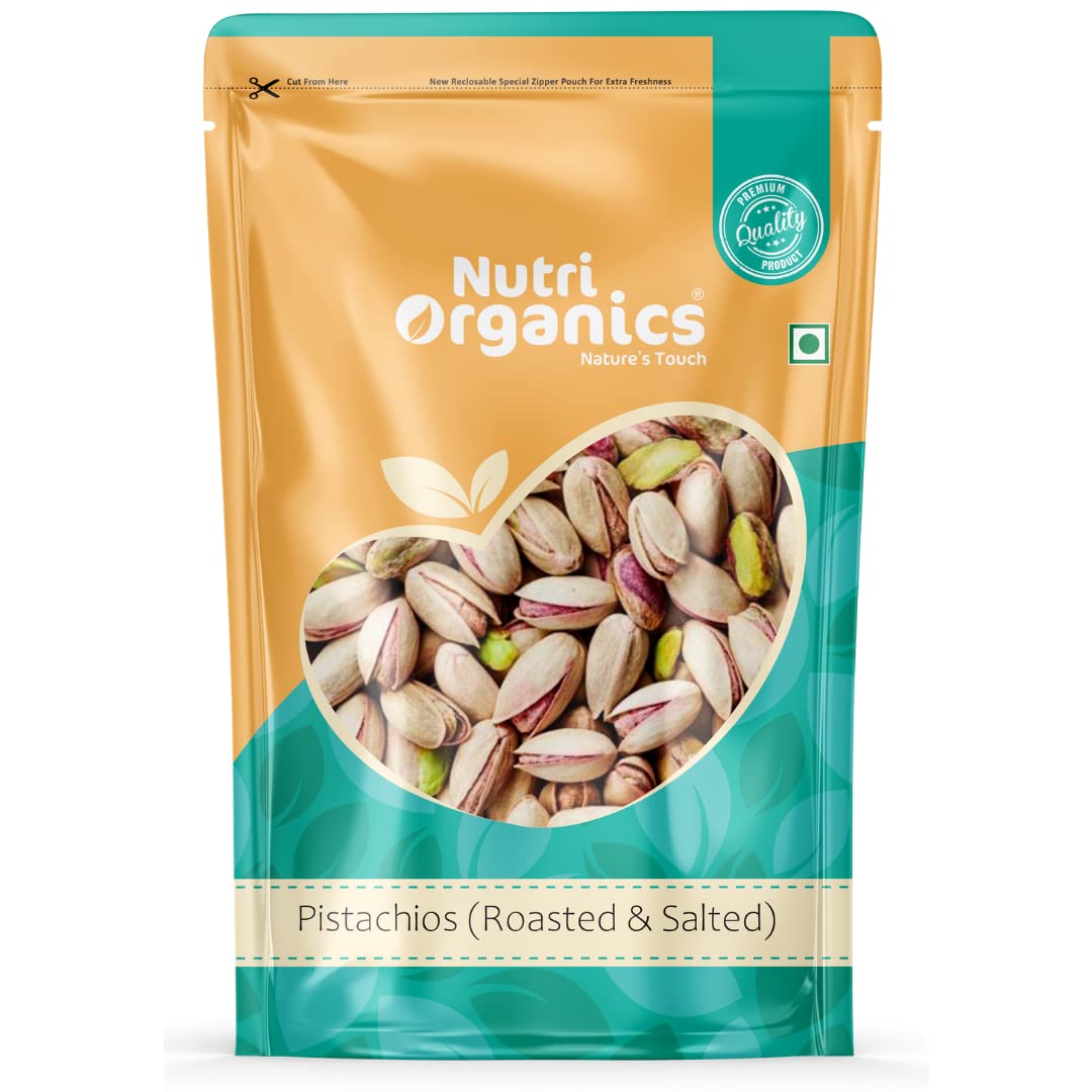 Nutri Organics Dry Fruits Premium Crunchy Roasted and Lightly Salted Irani Pista 200gm | Pistachios With Shell