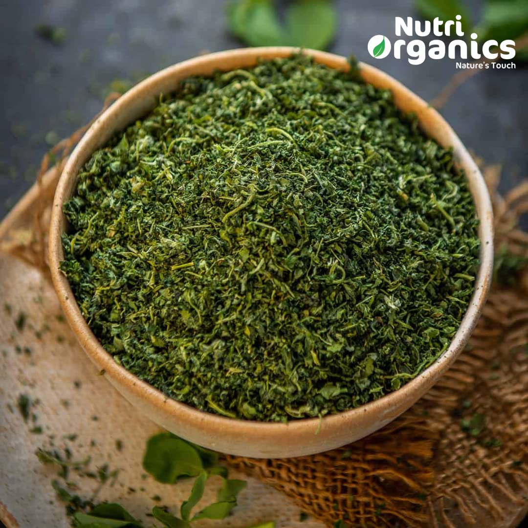 Nutri Organics Spices Naturally Dried Kasuri Methi, Indian Traditional Masale Kasoori Methi Leaves - Resealable Ziplock Pouch (200g)