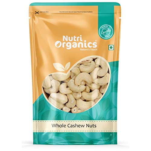 Nutri Organics Dry Fruits Natural Premium Whole Cashews 200 gm | Whole Crunchy Cashew | Premium Kaju nuts Dry Fruit | Nutritious & Delicious | Gluten Free & Plant based Protein