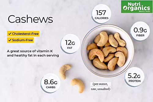 Nutri Organics Dry Fruits Natural Premium Whole Cashews 1kg | Whole Crunchy Cashew | Premium Kaju nuts Dry Fruit | Nutritious & Delicious | Gluten Free & Plant based Protein