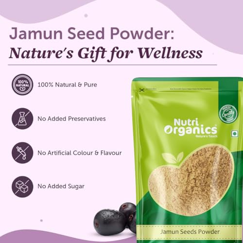 NutriOrganics Jamun Seed Powder-100 Grams|Natural|No Added Preservatives|Naaval Pazham Vitaippu Maavu|Syzygium Cumini|Help To Regulate Blood Sugar Levels