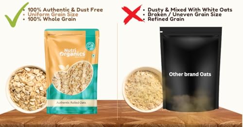 Nutri Organics Rolled Oats 5 kg - Diet Food | 100% Wholegrain Jumbo Oats | Oats for Weight Management | High Fibre Breakfast | Rich in Protein