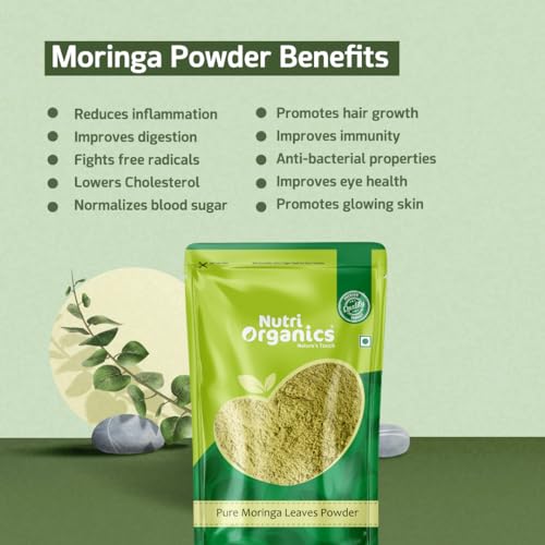 Nutri Organics Moringa Powder - 100g | Ayurvedic Support For Holistic Wellness | Herbal Supplement | Rich In Antioxidants | Good For Digestion, Energy, Immunity