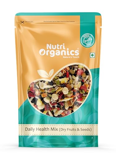 Nutri Organics 100% Natural Premium Mix Dry Fruits 200g with Almonds | Cashew | Kishmish | Apricot | Black Raisins | Cranberry | Pumpkin Seeds | Sunflower Seeds | Nuts and Dry Fruits