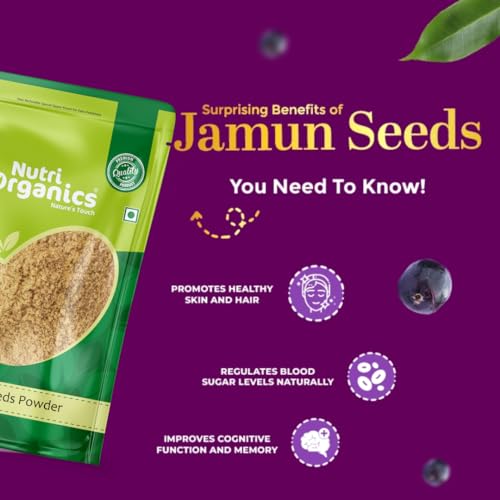 NutriOrganics Jamun Seed Powder-100 Grams|Natural|No Added Preservatives|Naaval Pazham Vitaippu Maavu|Syzygium Cumini|Help To Regulate Blood Sugar Levels