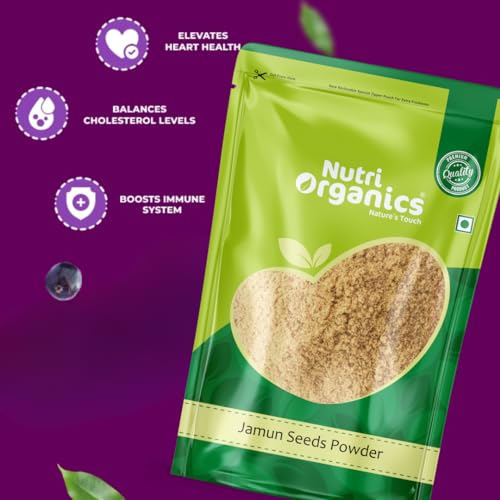 NutriOrganics Jamun Seed Powder-100 Grams|Natural|No Added Preservatives|Naaval Pazham Vitaippu Maavu|Syzygium Cumini|Help To Regulate Blood Sugar Levels