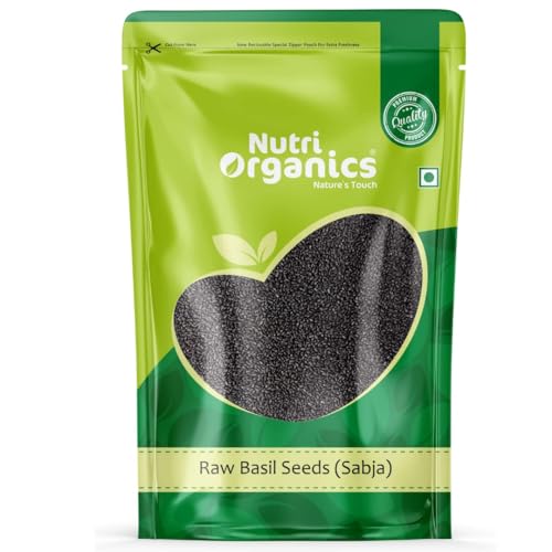 Nutri Organics Basil Seeds 1kg - Sabja Seeds | Tukmaria Seeds with High Fibre and Omega 3 | Seeds for Eating | Weight Management | Seeds Tukmaria