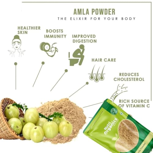 Nutri Organics Amla Fruit Powder - 100g | Indian gooseberries Powder | Malanelli,Amalakkamu,Usirikai Powder | No Added Preservatives