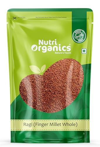 Nutri Organics Unpolished Finger Millet (Ragi) - 1.5kg | Mandua/Kezhvaragu/Mandia/Taidalu/Kodra/Ragula/Nachni