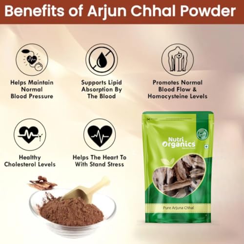 NutriOrganics Arjun Ki Chaal - 400 Gm Dried- Arjuna Tree Bark - Raw | Lowers Bad Cholesterol