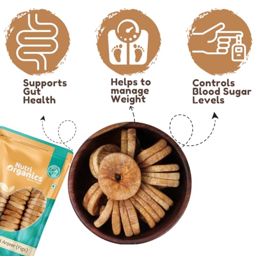 Nutri Organics Dry Fruits Afghani Dried Anjeer Figs Anjir 250 grams - Ziplock Pouch (Vacuum Packed For Extra Freshness)