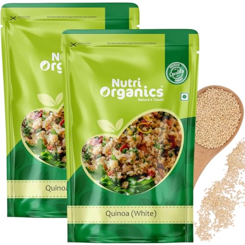Nutri Organics Quinoa 2kg - Gluten Free Breakfast | High Protein and Fibre | Quinoa Seeds | 100% Wholegrain Cereal | Quinoa Seeds | Diet food for Weight Management