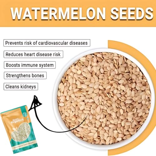 Nutri Organics Watermelon Seeds for Eating - 100g | Magaj Seeds Pack | Tarbuj Beej | Rich in Protein, Potassium, Magnesium & Iron | Raw Unroasted | Diet Food