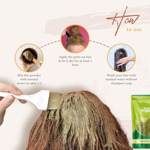 Nutri Organics 100% Pure Henna Powder - 200g | Good for Hair Colour (Mehandi) | for Hair, Hands & Feet
