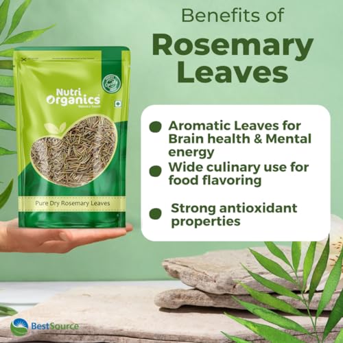 Nutri Organics Rosemary Dried Leaves - 500gm | Rosemary Leaves for hair growth & Food 500g