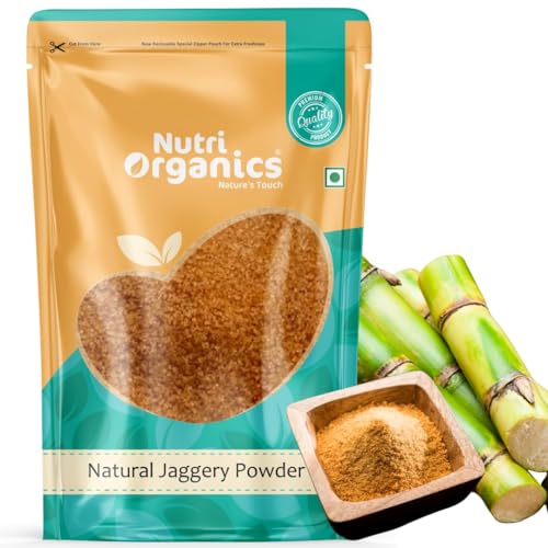 NutriOrganics Desi Jaggery/Gur/Gud Powder - 1kg | Fine Granular | Healthy Sugar Subsitute, Unbleached Jaggery