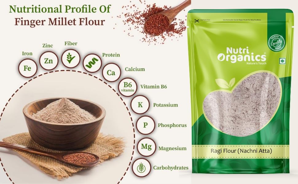 Nutri Organics Unpolished Finger Millet (Ragi) - 1.5kg | Mandua/Kezhvaragu/Mandia/Taidalu/Kodra/Ragula/Nachni