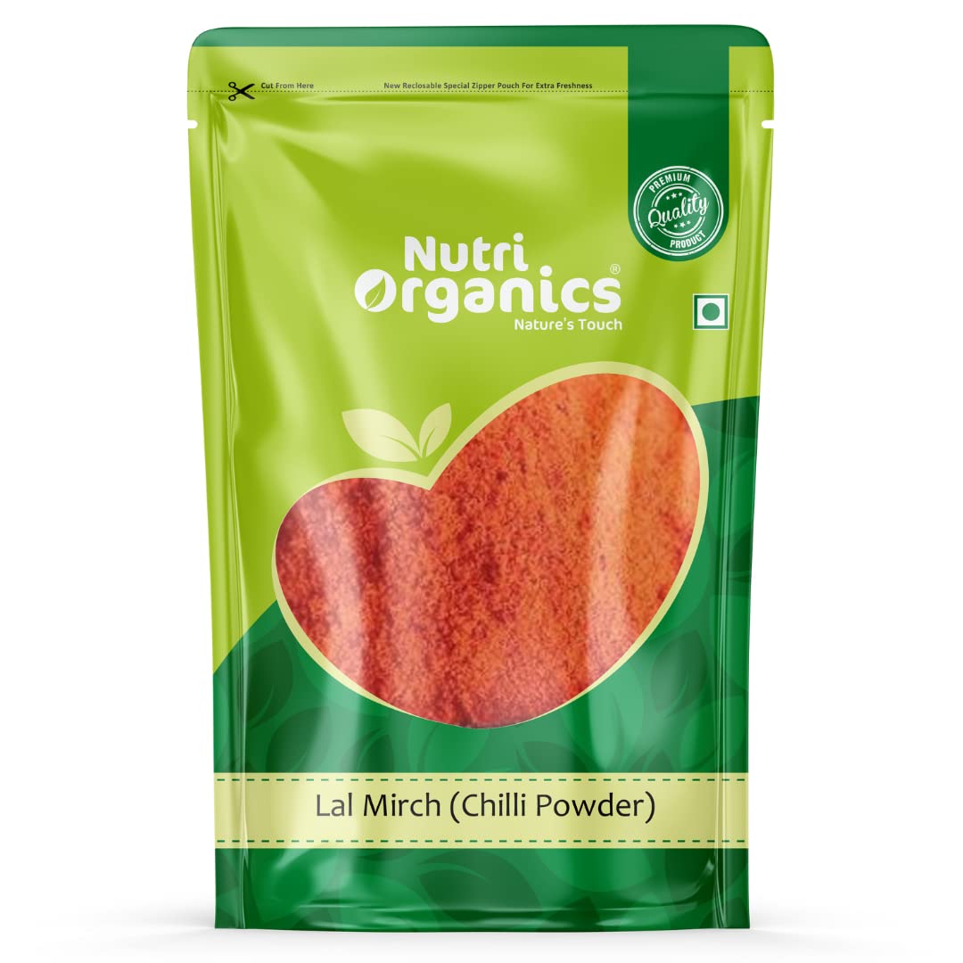 Nutri Organics Spices Lal Mirch Red Chilli Powder Indian Traditional Masale - Resealable Ziplock Pouch (100g)