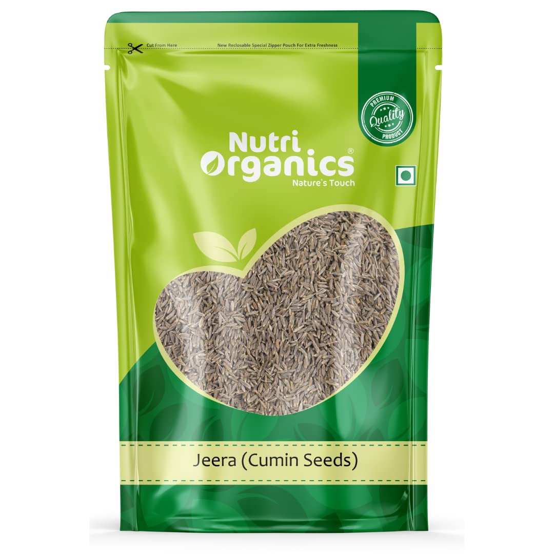 NutriOrganics Premium Whole Spices Cumin Seeds - 200gm | Jeera Whole | Jira | Resealable Ziplock Pouch