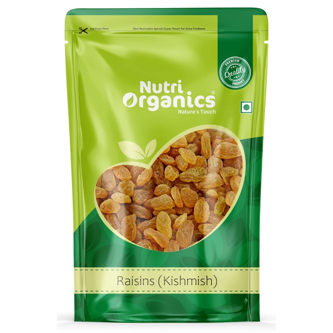 NutriOrganics Dry Fruits Premium Seedless Kishmish |Green Raisins Kismis |1kg pack