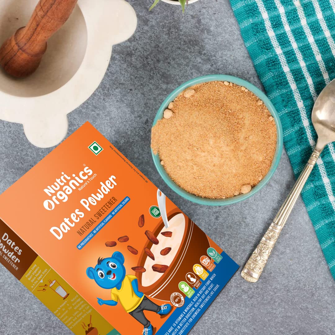 Nutri Organics Dry Dates/Kharik Powder Natural Sweetener, 200g (Coarse Kharek Powder/Date Sugar)