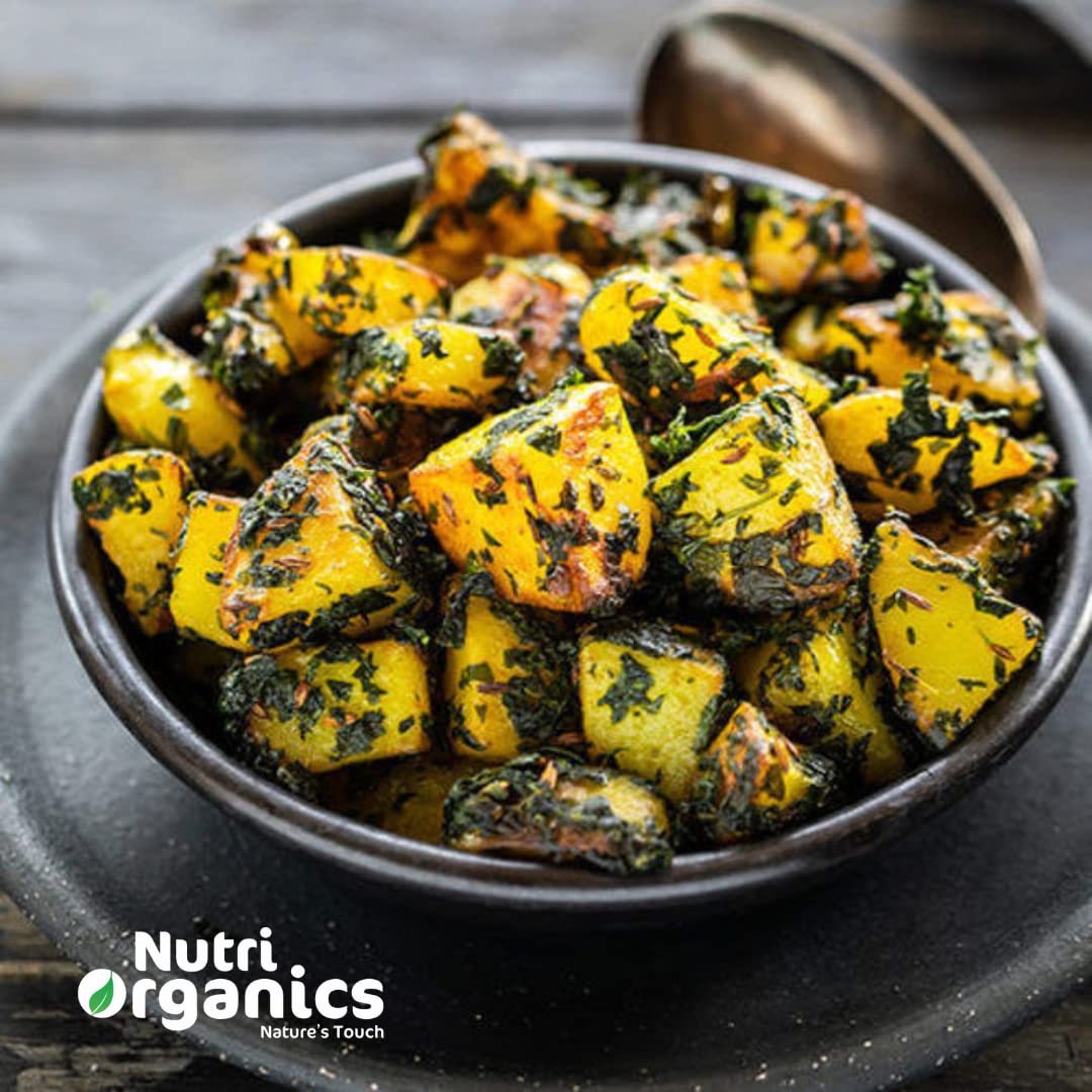 Nutri Organics Spices Naturally Dried Kasuri Methi, Indian Traditional Masale Kasoori Methi Leaves - Resealable Ziplock Pouch (200g)