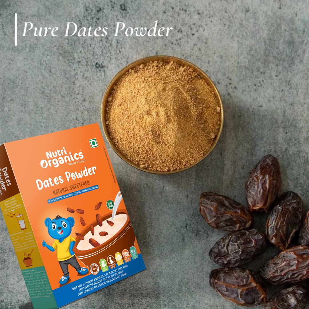 Nutri Organics Dry Dates/Kharik Powder Natural Sweetener, 200g (Coarse Kharek Powder/Date Sugar)
